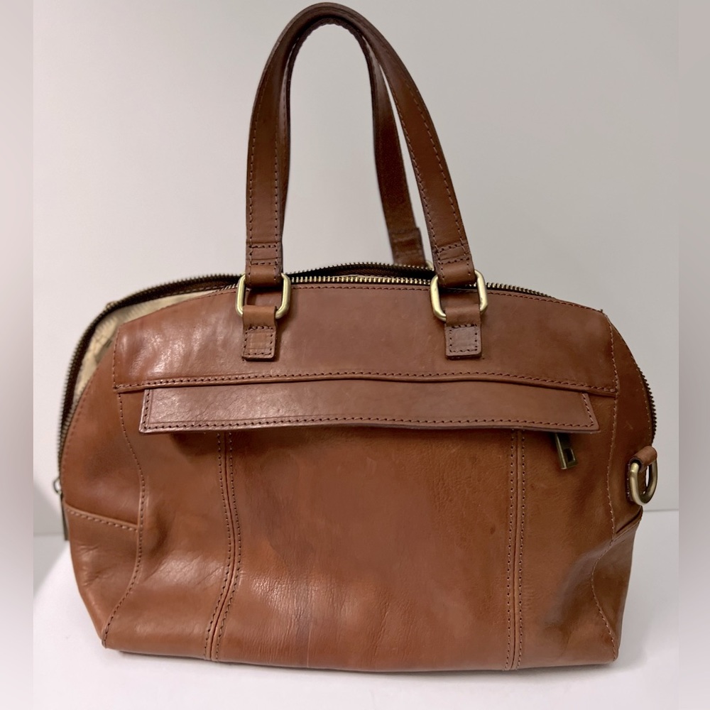 Medici leather satchel purse brown medium size